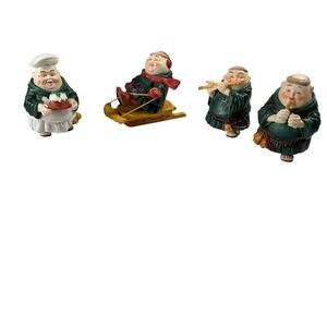 Department Dept 56 Merry Maker Monk Lot of 4 Flutist Sledding Figure Figurine